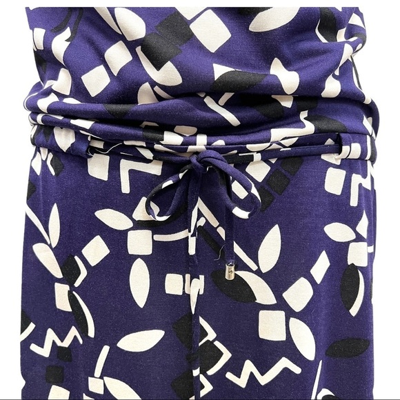 Diane Von Furstenberg Tadd Two Silk Blue Sleeveless Print Drape Neck Dress - Picture 4 of 13